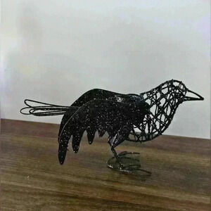 Pier 1 Metal Black Sparkly Raven Candle Holder and Box of Small Pumpkins